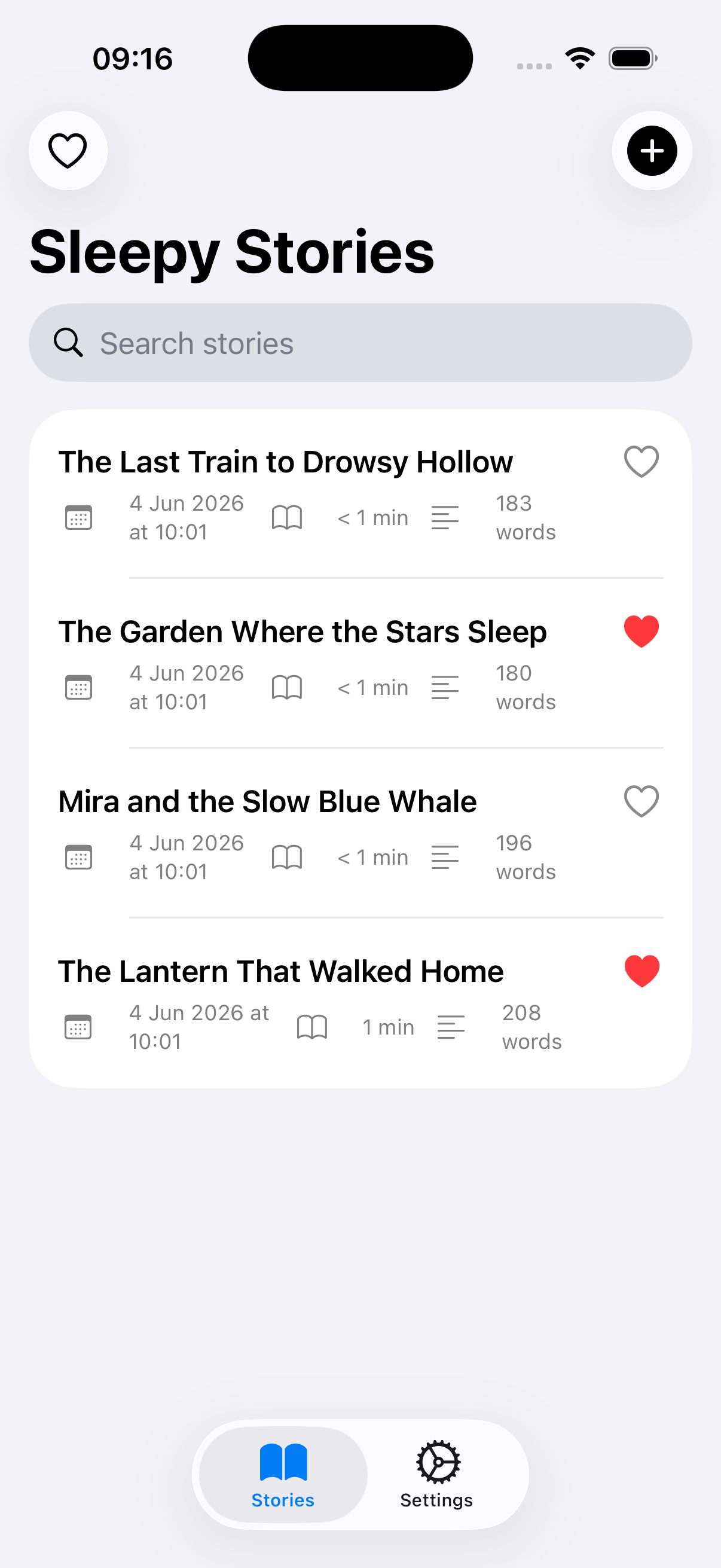 Sleepy Stories list
